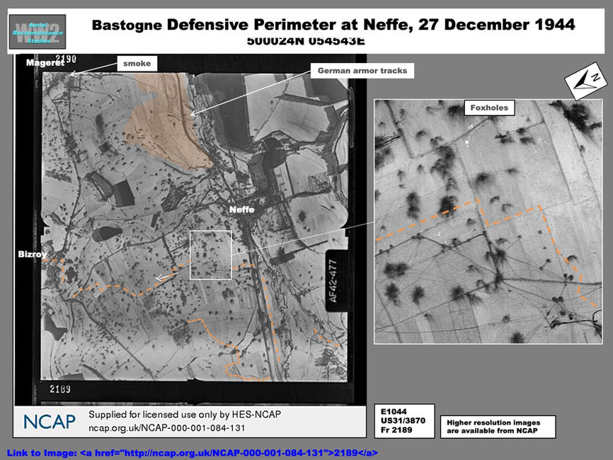 aerial photo of Bastogne Defensive Perimeter at Neffe, 27 December 1944