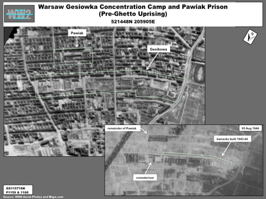 Aerial photo of  Warsaw Gesiowka Concentration Camp and Pawiak Prison  