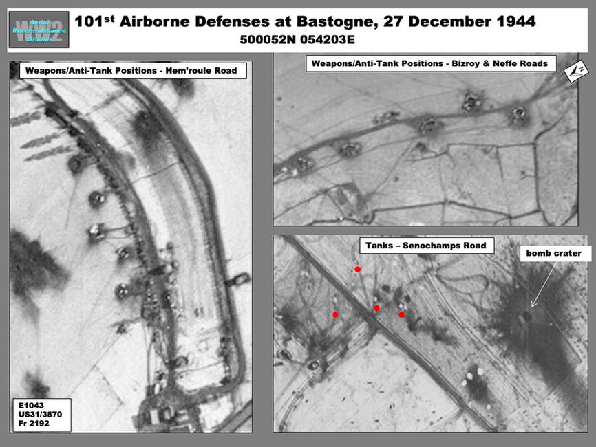 aerial photo of 101st Airborne Defenses at Bastogne, 27 December 1944