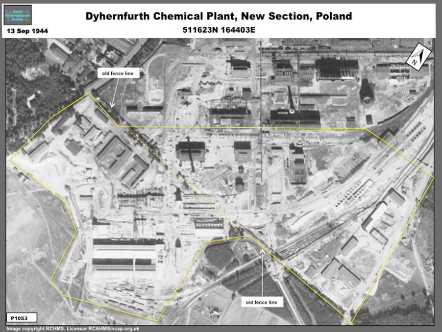 Aerial photo of  new section under construction at Dyhernfurth Chemical Weapons Plant  