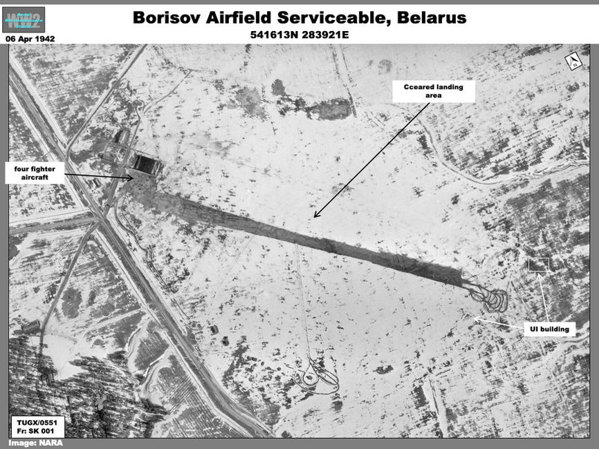 aerial photo of Landing Strip Cleared at  Borisov Airfield, Belarus in April 1942