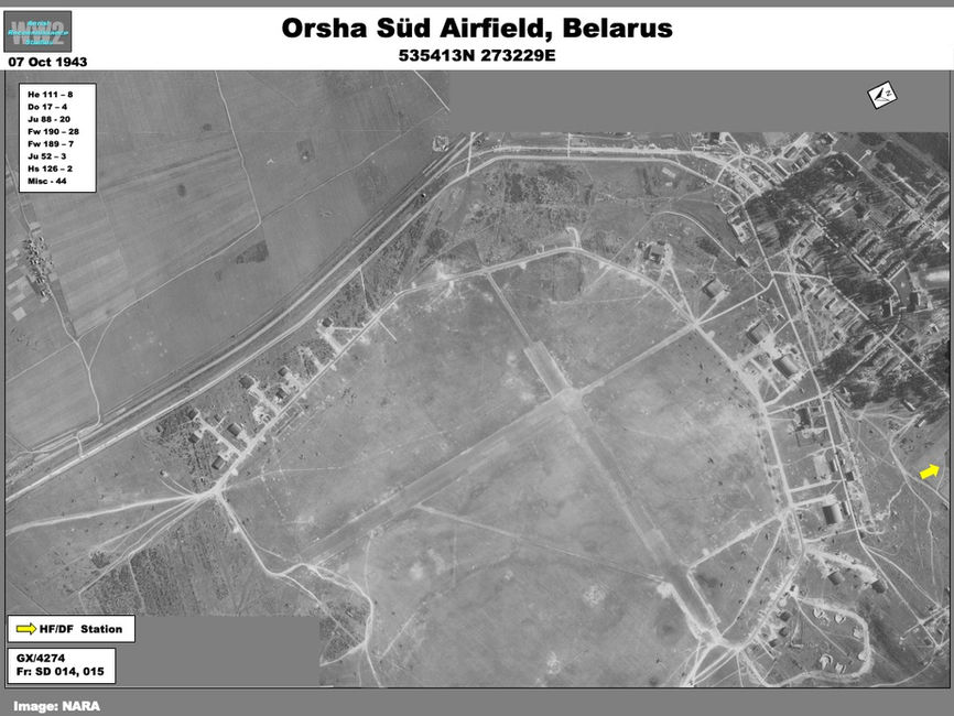 aerial photo of Orsha Süd Airfield, Belarus in October 1943