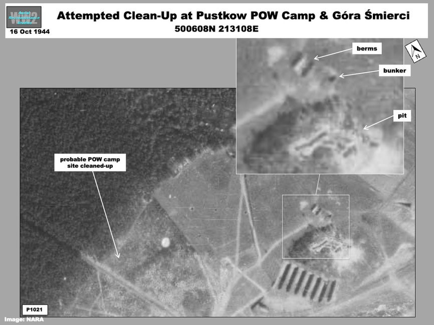 aerial photo of Attempted Clean-Up at Pustkow POW Camp & Góra Śmierci 
