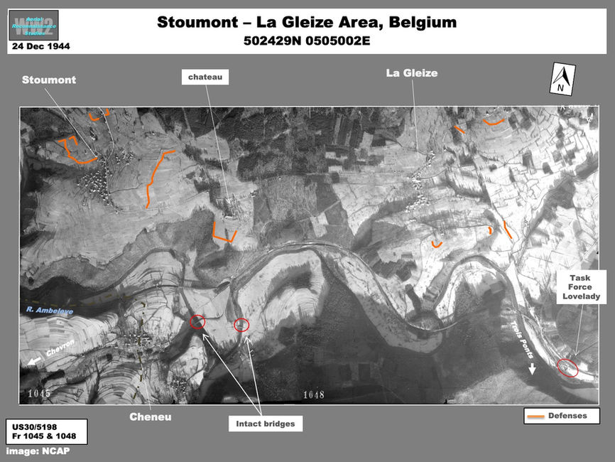 Aerial Photo American and German Positions at  Stoumont – La Gleize, Belgium  24 December 1944