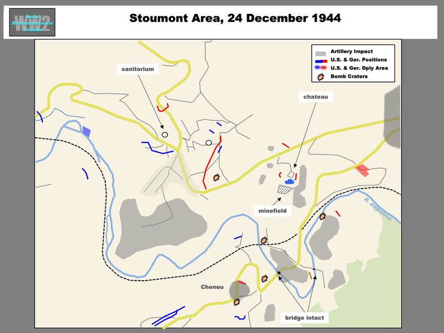 Map of Stoumont Area on 24 December Showing German and American Positions   