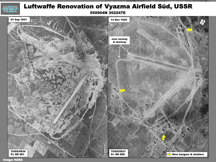 aerial photo of Luftwaffe Renovation of Vyazma Süd Airfield, USSR 