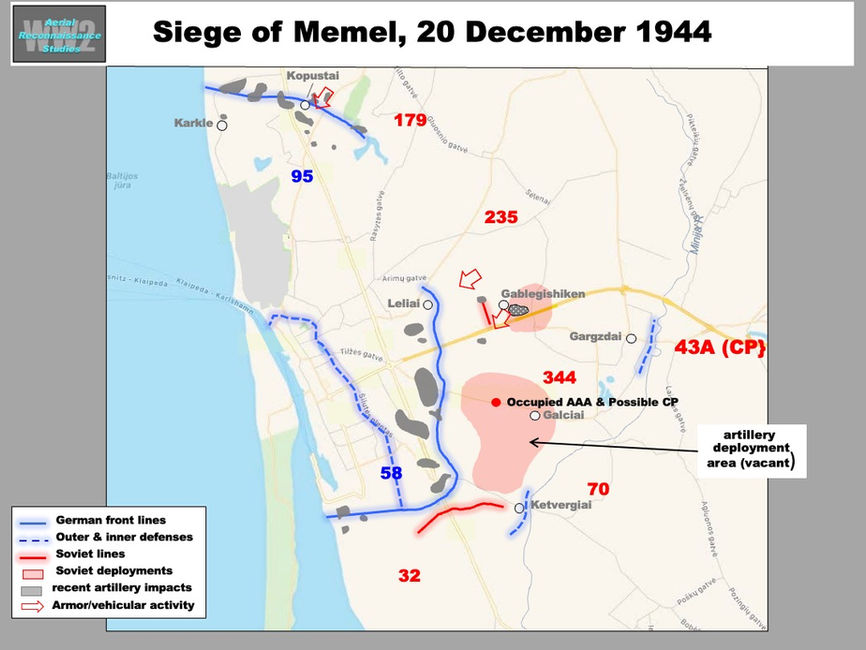 map of Siege of Memel: German & Soviet Positions December 1944