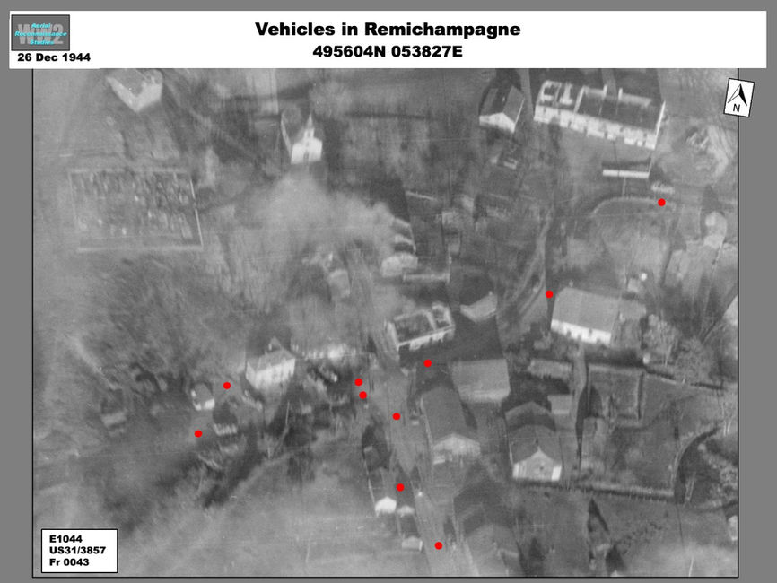aerial photo of Vehicles & Evidence of fighting in Remichampagne, Belgium