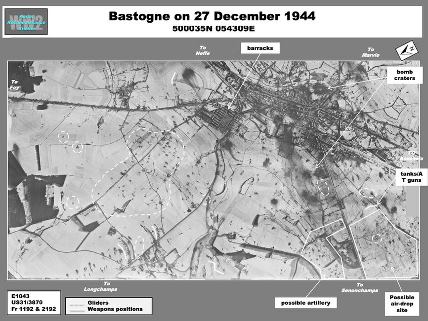 aerial photo of Bastogne on 27 December 1944

