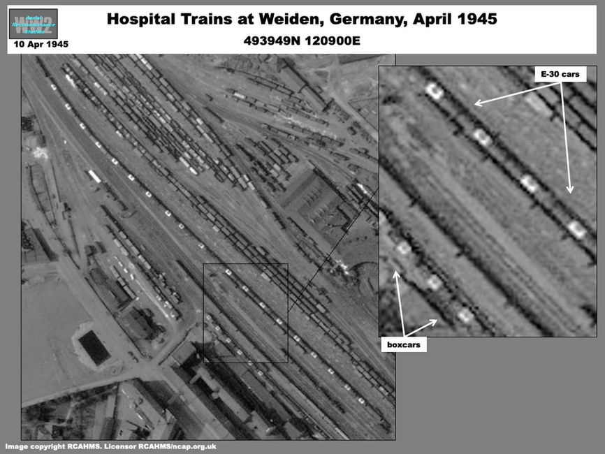 Aerial Photo of Wehrmacht  hospital train (Lazarettzüge)  at Weiden, Germany on 10 April 1945