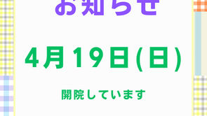 4月19日(日) 診療しております