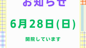 6月28日(日) 診療しております