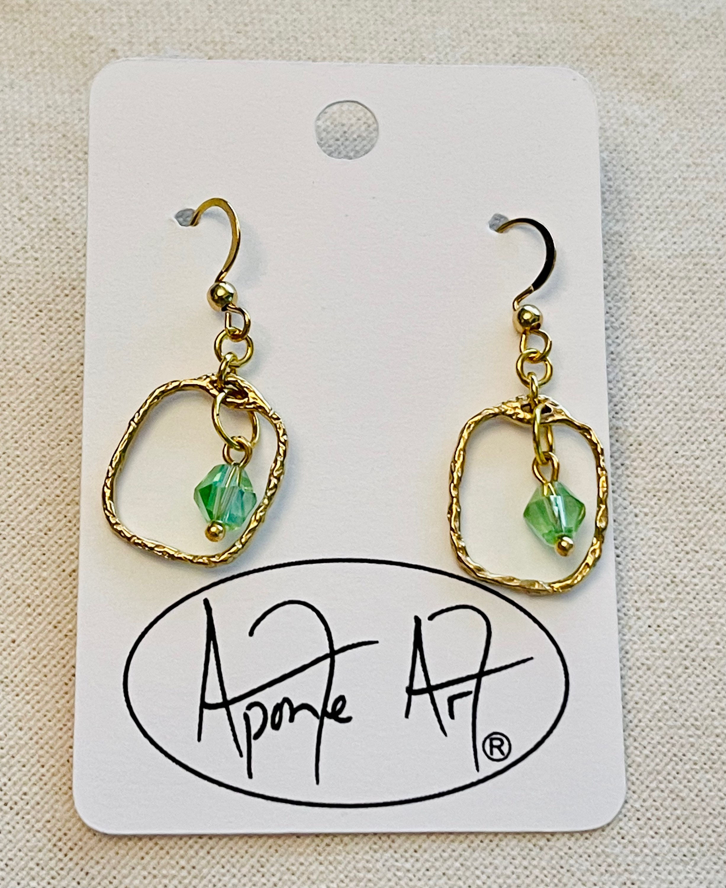 Mini geometrics green Swarovski crystal  (shipping included)