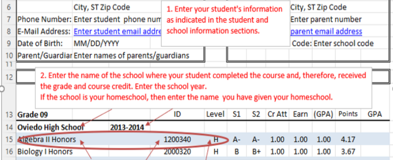 High School Transcript
