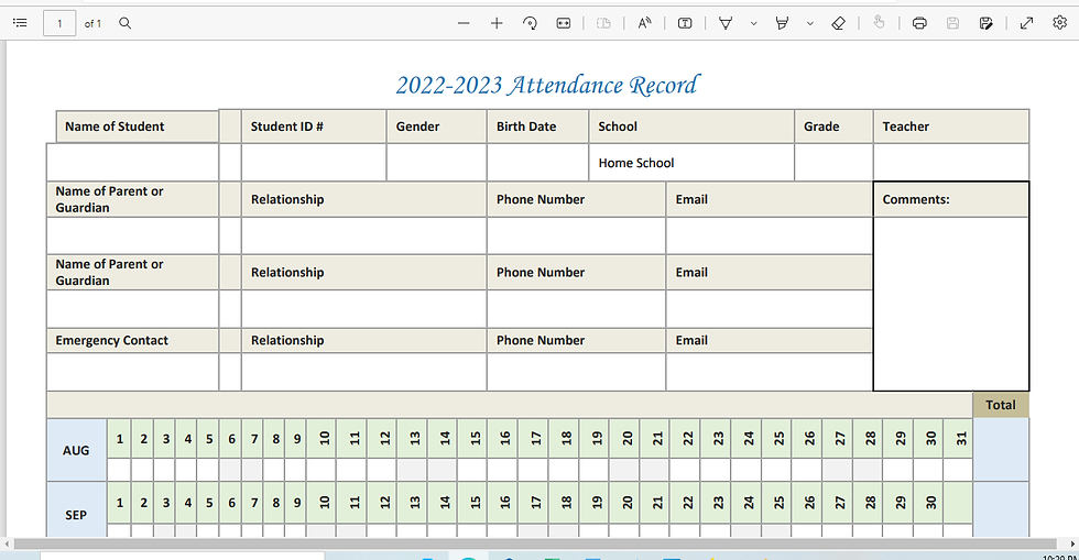 Attendance Log for '24-'25 School Year