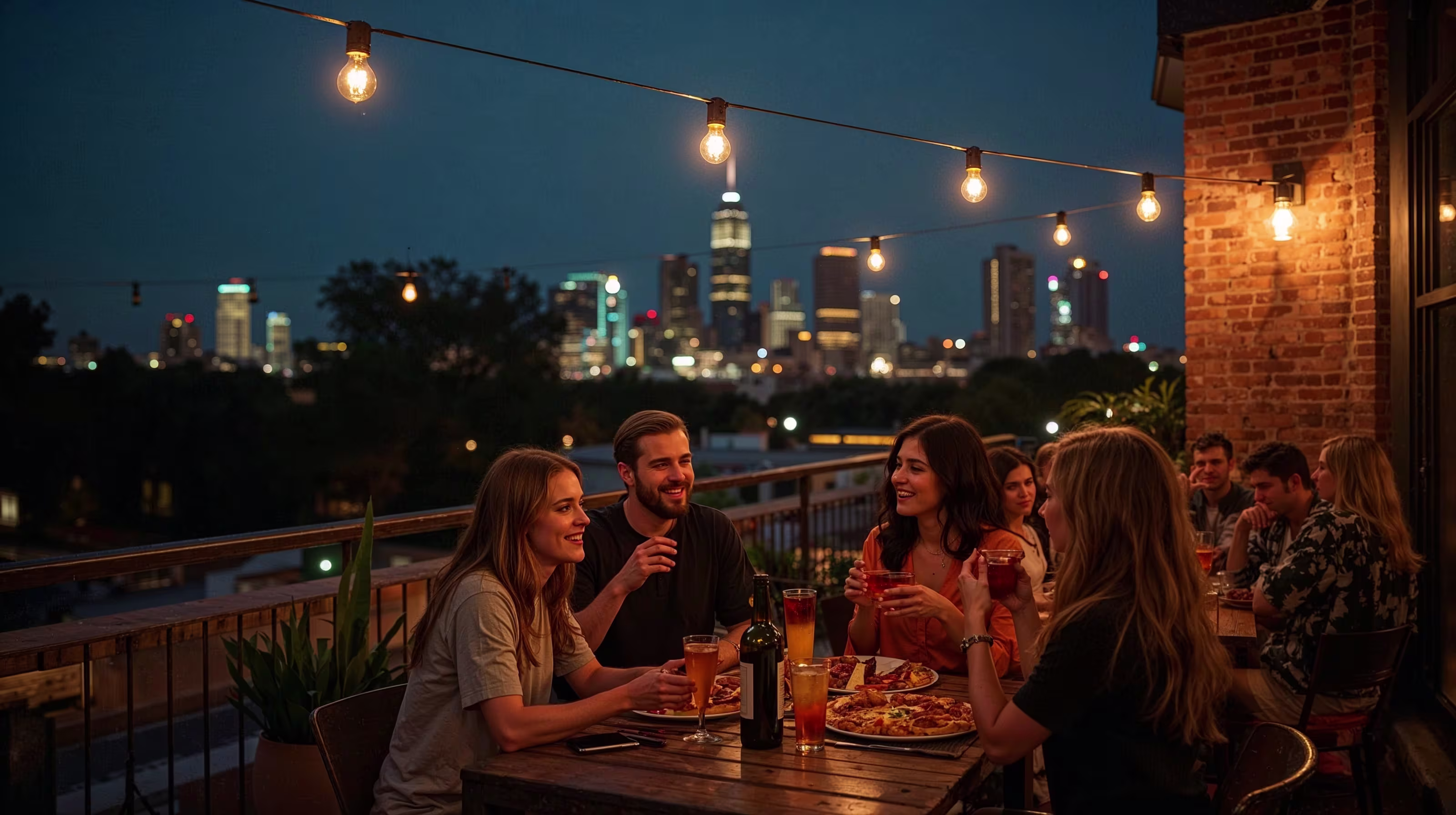 A Photo Of a group of friends enjoying the outside seating of Betelgeuse Betelgeuse on Washington Ave.