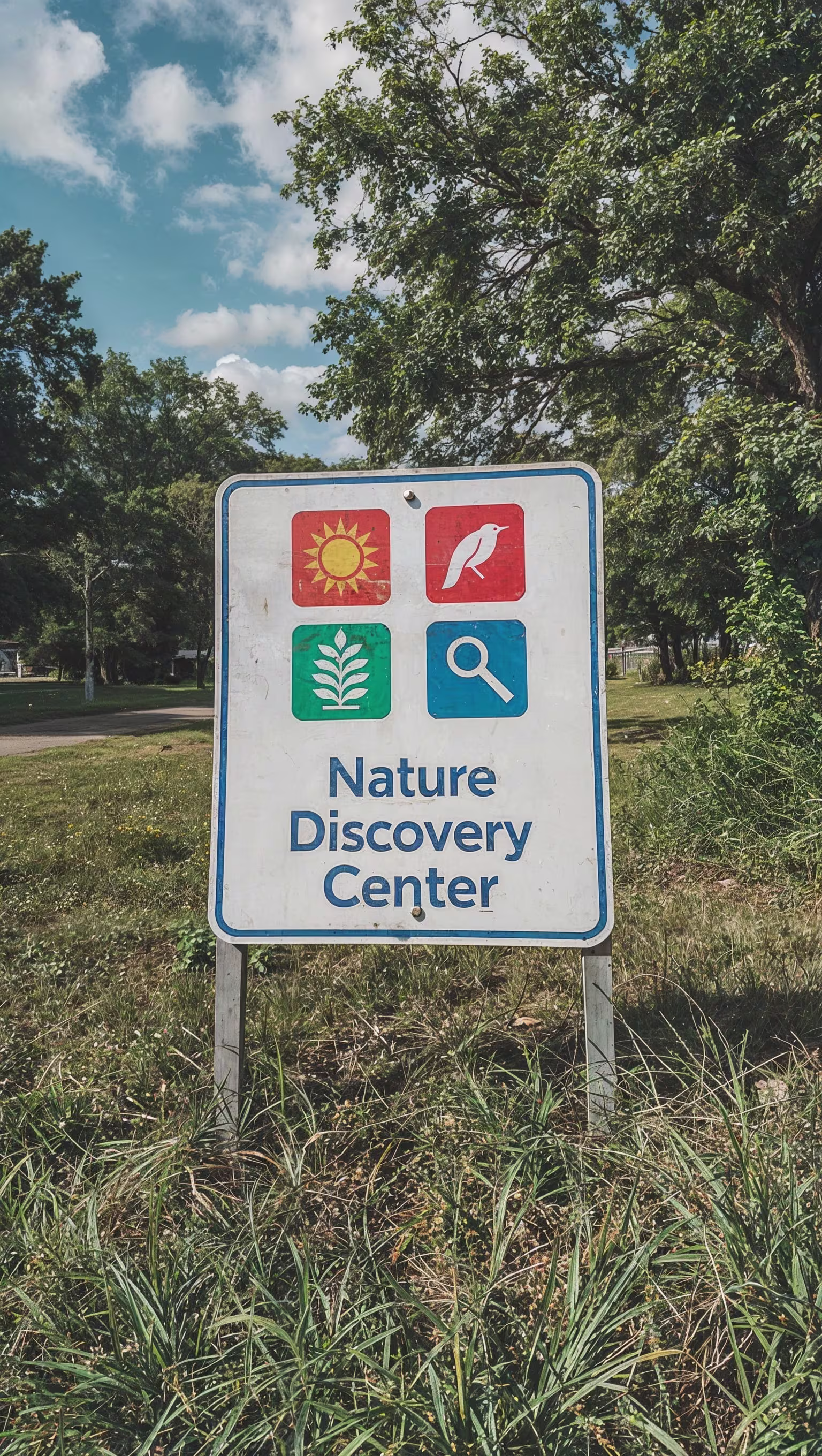 A Photo of the Nature Discovery Center Sign at Russ Pitman Park.