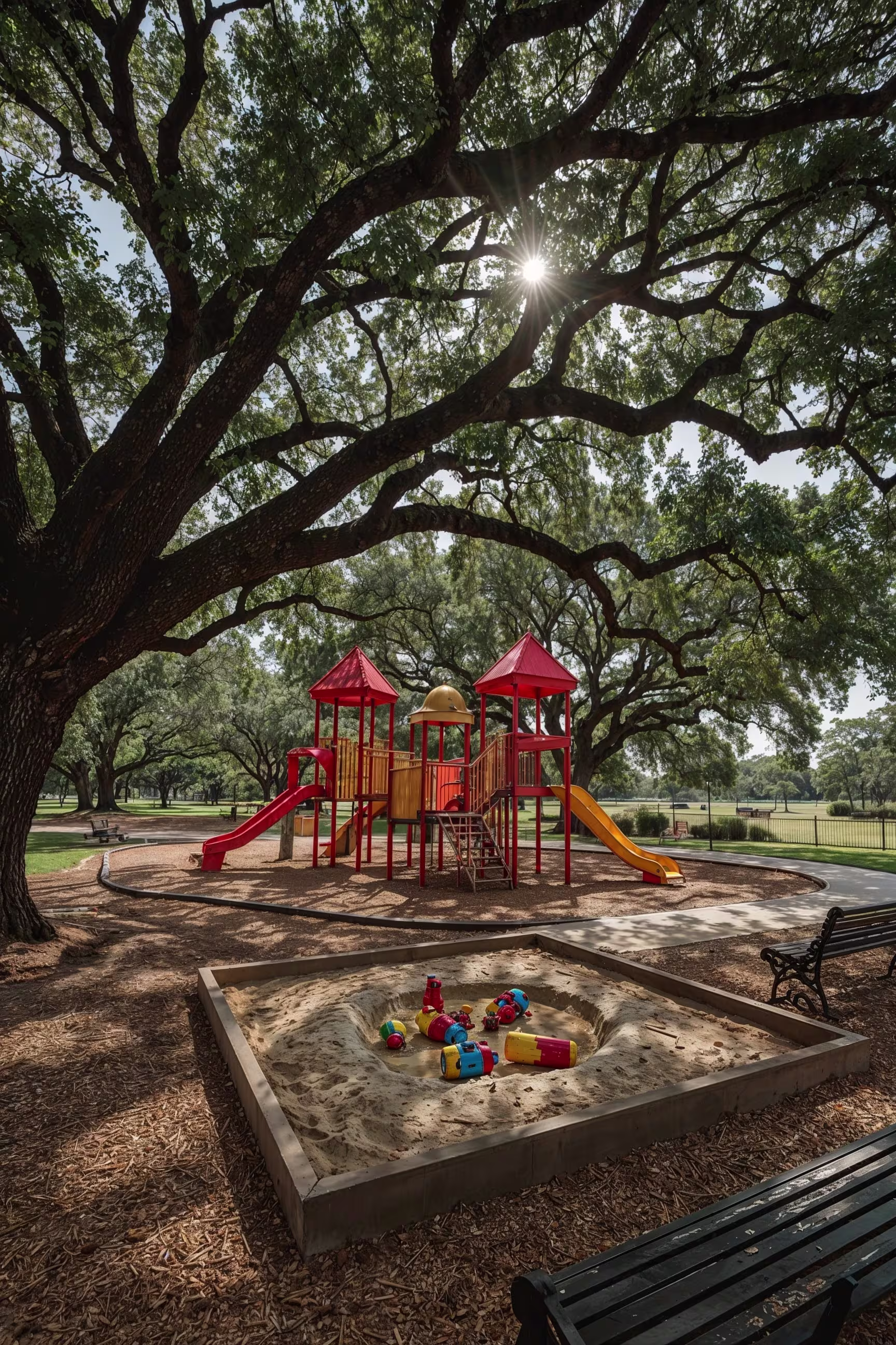 A photo of the playground & sandpit at Russ Pitman Park.