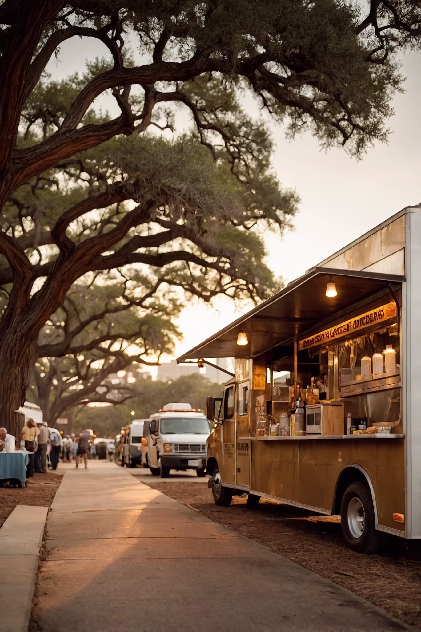 A photo of a Food Truck outside The Commons & Hermann Park. 