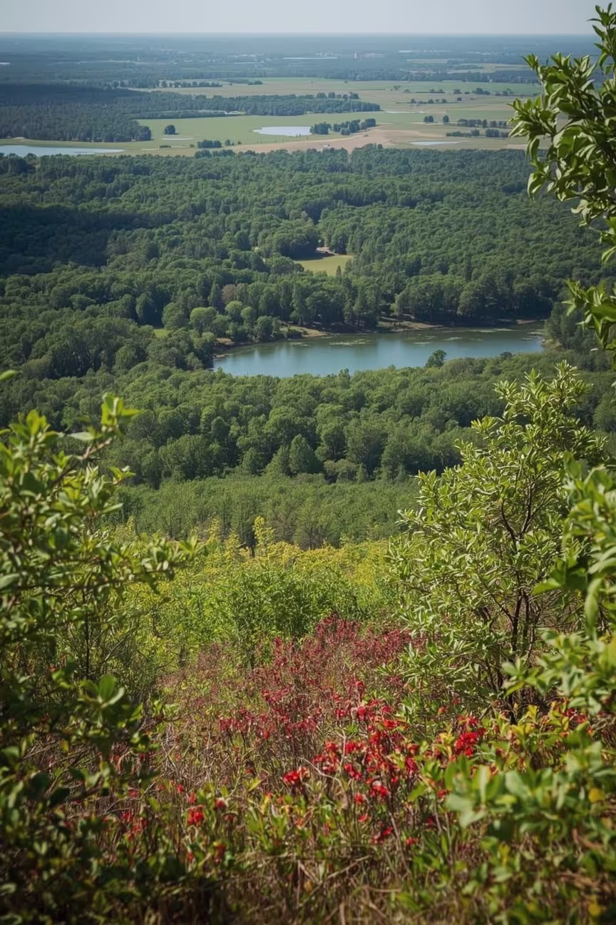 A Photo of the Park from a hill nearby. 
