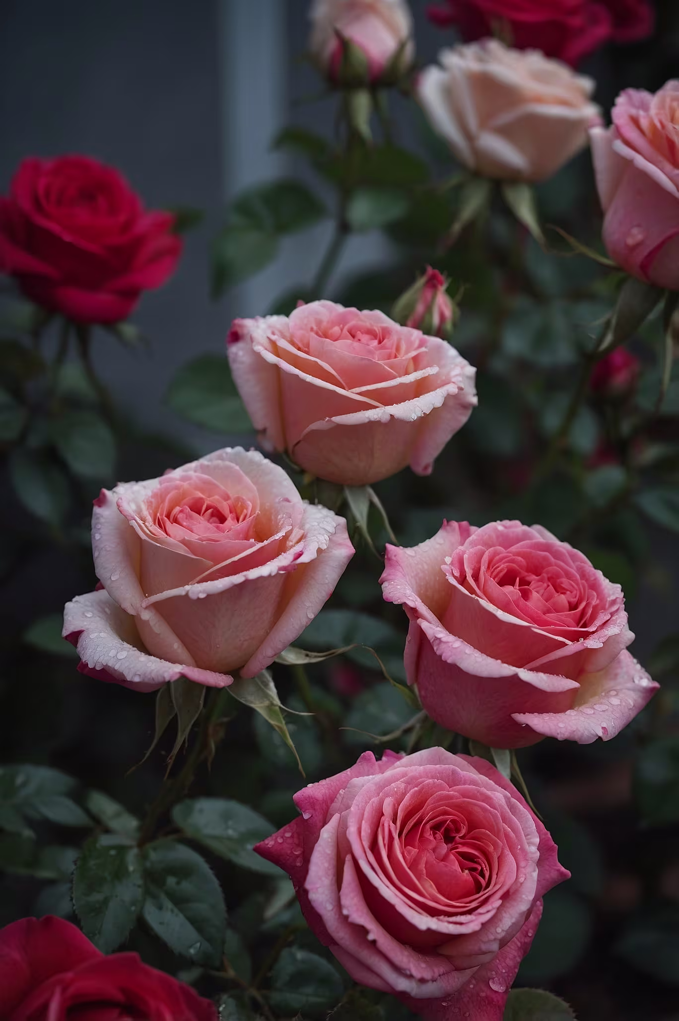 A photo of pink roses found within Oyster Creek Park. 