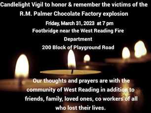 Candlelight vigil to be held in remembrance of the victims of the R.M. Palmer Co. explosion