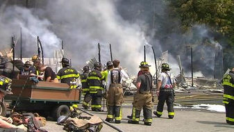 Crews battle large fire in Greenwich Township