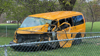 School van driver taken to hospital after vehicle hits utility pole, tree in Lehigh Twp.