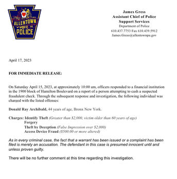 Media Release: Allentown Police