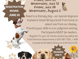 Read to a therapy-dog at Bethlehem Public Library