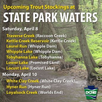 Upcoming trout stocking at State Park Waters