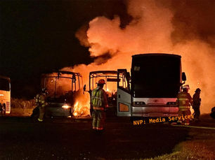 Three tour buses catch fire in Upper Milford Sunday evening