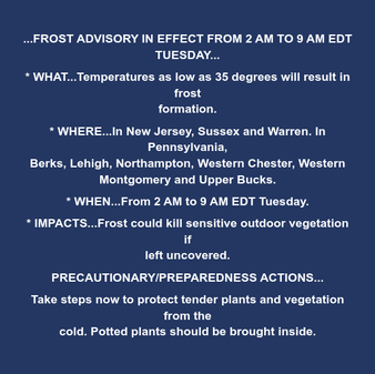 Frost Advisory in effect from 2 am to 9 am EDT Tuesday
