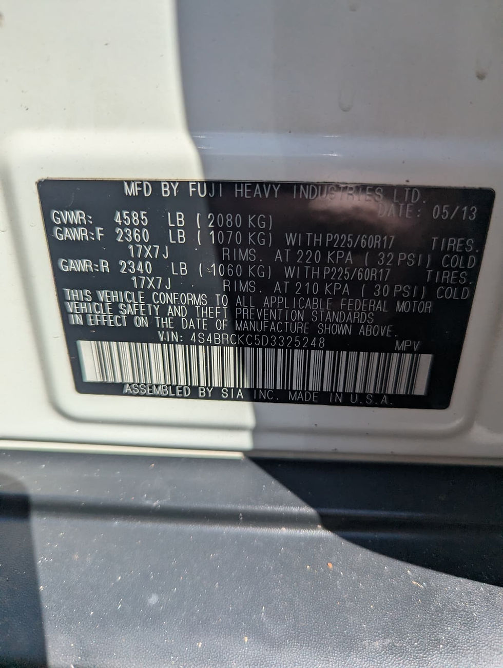 Miniatura: SUBARU OUTBACK 2013