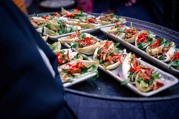 Canapés served to guests during an engagement party at The Ivy Spinningfields.