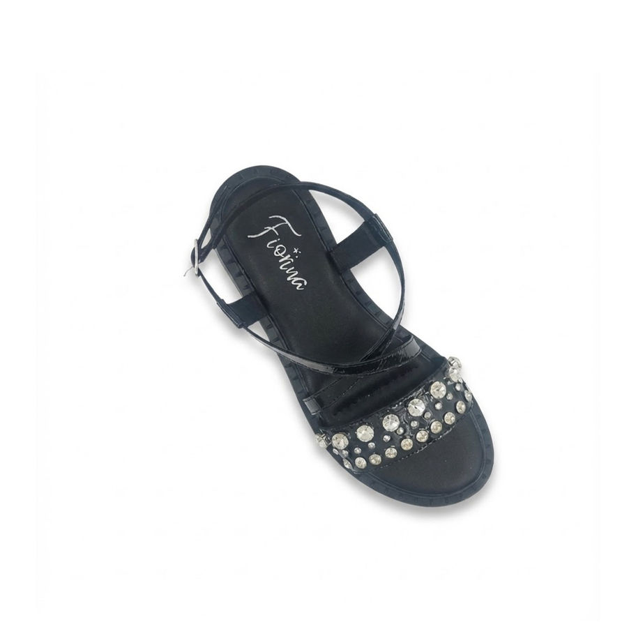 F-106 Sienna black sandal with pearls