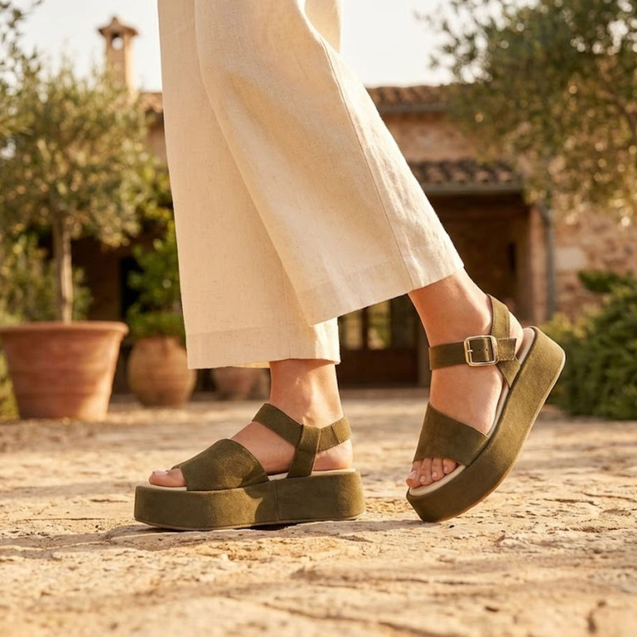 F-106 SIENNA olive green platform sandals