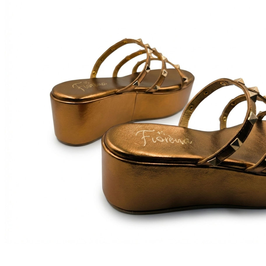 Valentina metallic bronze platform sandals