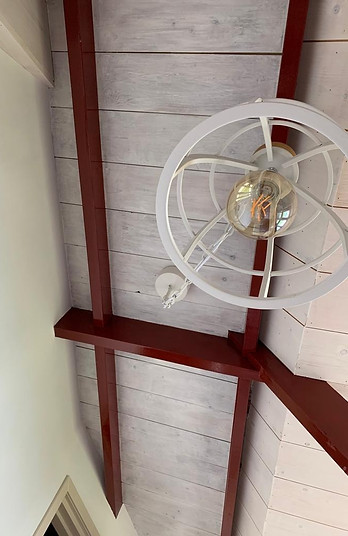 Old floorboards as a ceiling in our holiday home