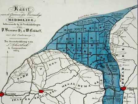 Historische kaart van Friesland met de Middelzee