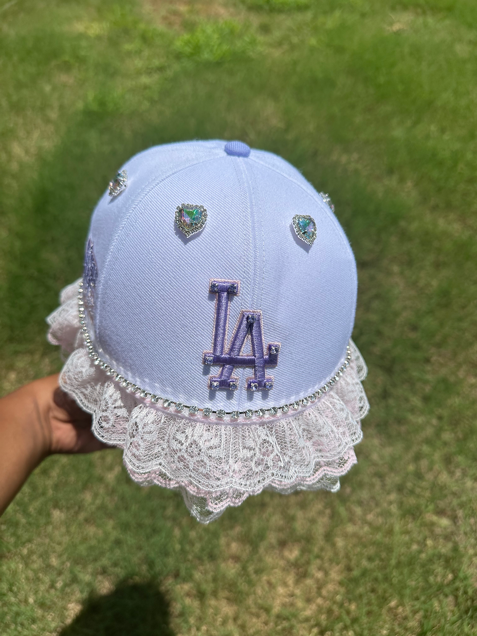Thumbnail: Custom Hat - LA pink lace brimless