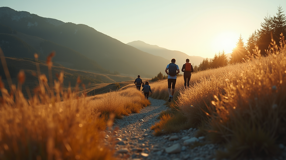 Vue panoramique d'un groupe de randonneurs sur un sentier en pleine nature