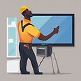 icon of my employee mounting a flat screen tv on a wall for a client for my handyman com