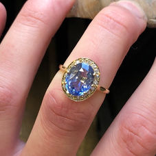 5.50ct Oval Ceylon Sapphire Halo Ring