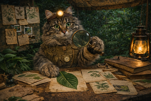 Adventurous cat in jungle laboratory.png