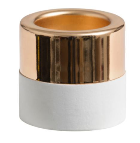 WHITE WOOD & METAL GOLD T/LIGHT HLD