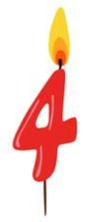Birthday Candle Red Number 4