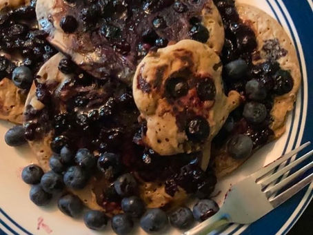 Banana pancakes with wild blueberries