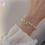 Thumbnail: Fish Tail Shape White Cat's Eye Stone Crystal Beaded Bracelets