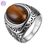 Thumbnail: Vintage Men's Ring Tiger Eye Stone Punk Classic Black Color Ring